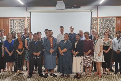 PRIF partners and Pacific Island representatives at the Resilient Infrastructure and 2050 Strategy Dialogue at the Pacific Island Secretariat