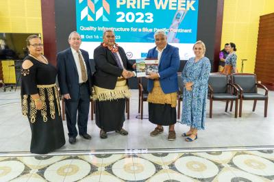 PRIF WEEK 2023 - Tonga hub, Hon Seventeen Toumou'a, Sam Vea President, Tonga Chamber of Commerce, Erin Gleeson, Acting Australian High Commissioner, and USA Ambassador, Tom Armbruster